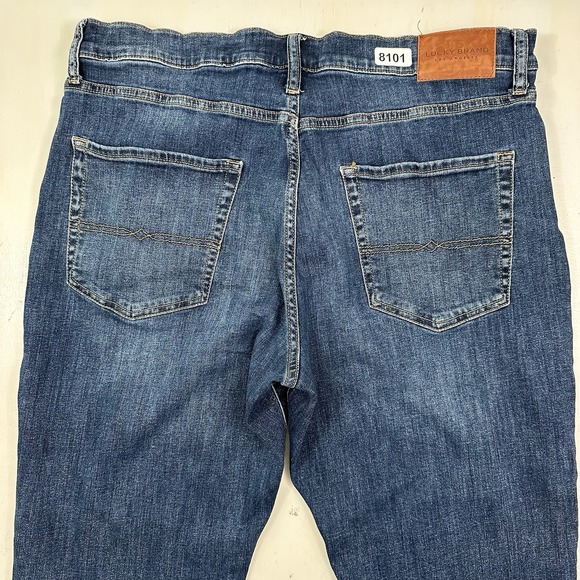 Lucky Brand 410 Athletic Jeans Mens 38x30 Blue Denim Slim Straight Leg Stretch - Picture 1 of 16